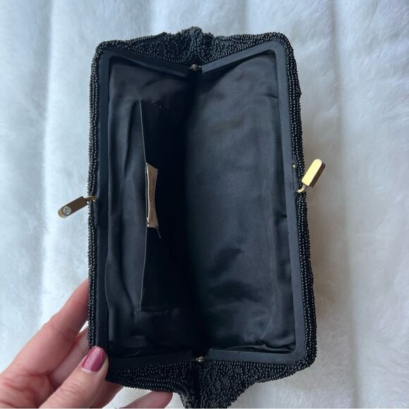 VINTAGE WALBORG beaded black CLUTCH Hand Made in W Germany - Picture 11 of 16